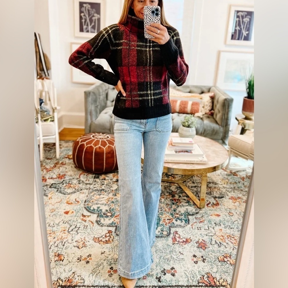 RD Style Cozy Plaid Turtleneck Sweater